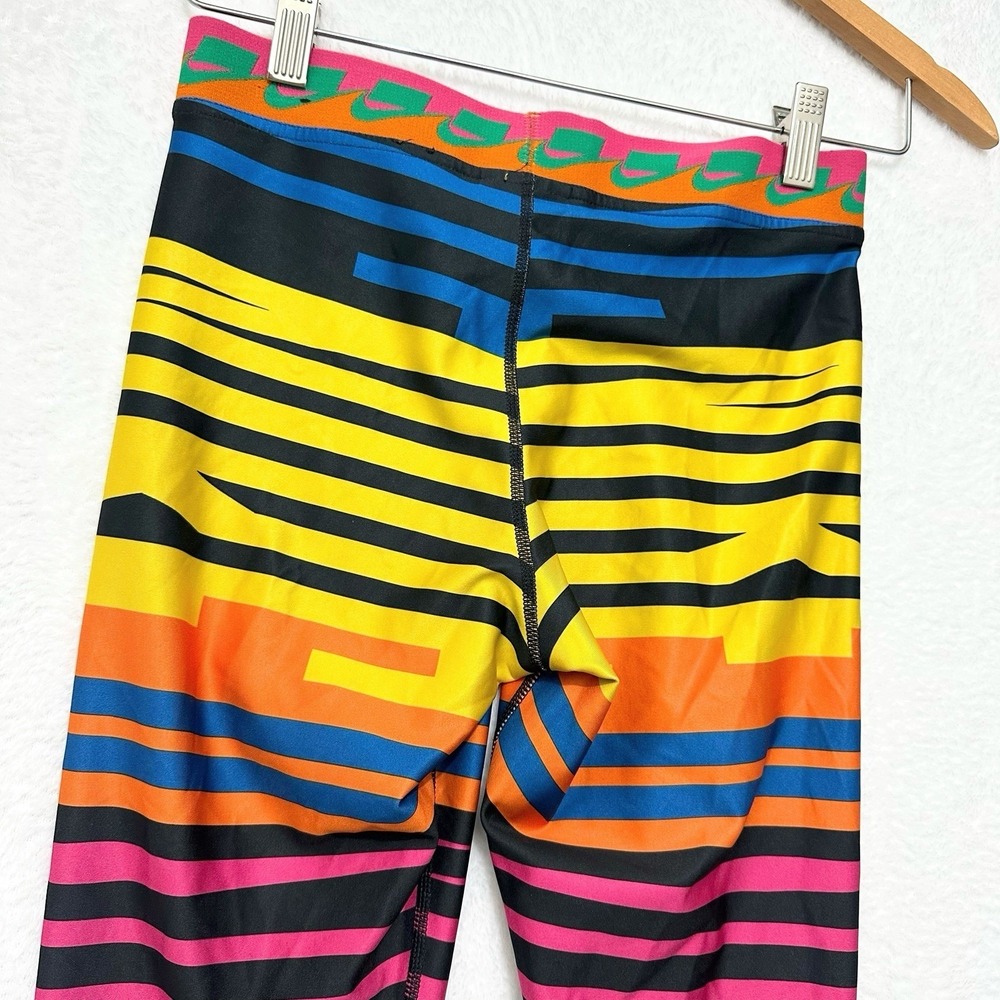 Nike Pro HyperWarm Leggings XS Multicolor Striped Graphic Retro 80s Rainbow pant - Picture 7 of 10